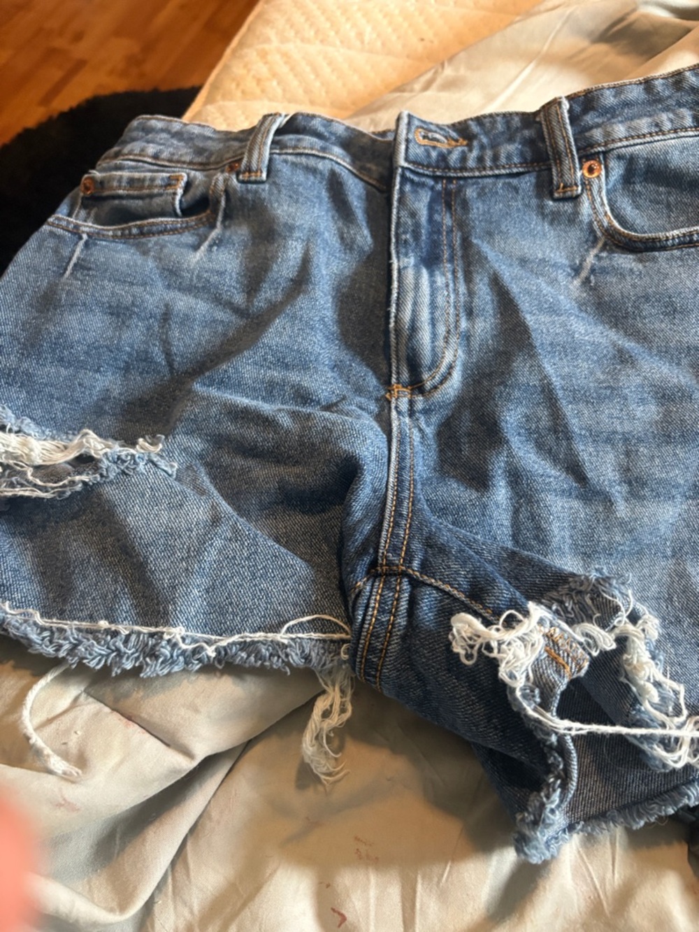 INC International Concepts Distressed Blue Denim Jean Shorts